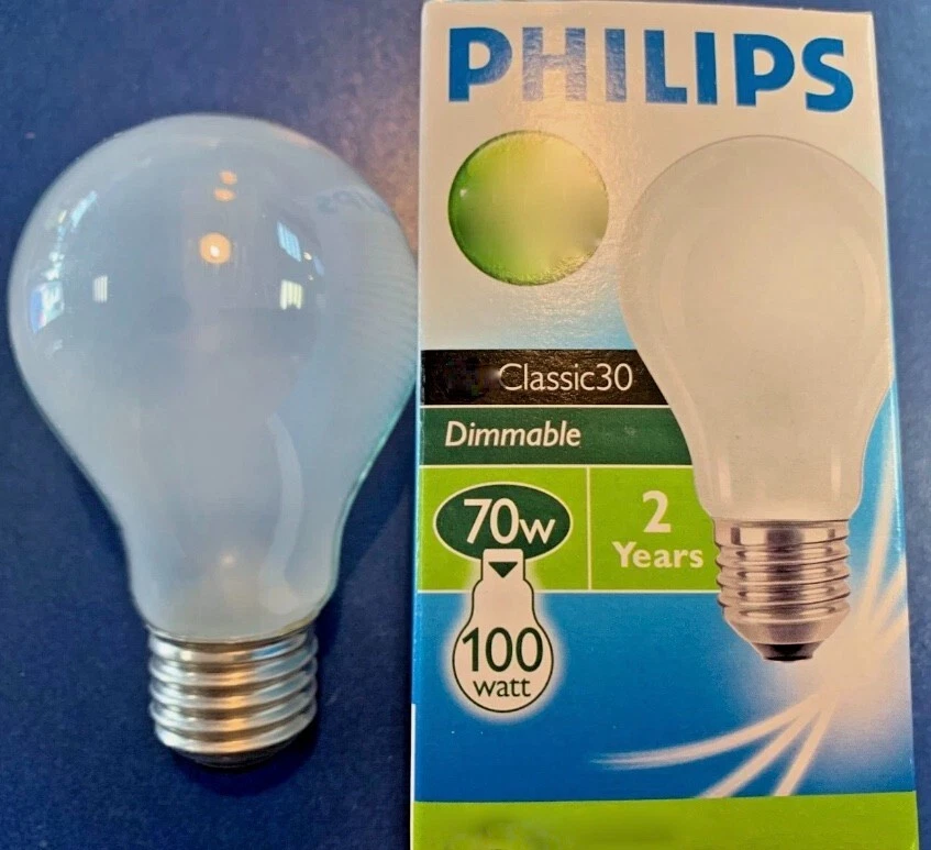 Philips Halogen Classic Matt E27 230V 70W=100W 1200 LUMEN Dimmable !!! - Image 1 of 1