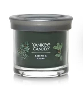 YANKEE CANDLE 4.3oz BALSAM & CEDAR Glass Scented Candle Holidays NEW - Picture 1 of 2