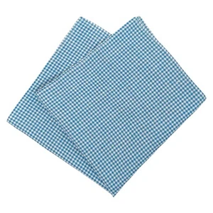 1670 Mens Handkerchief Pocket Square Blue White Gingham Check Rayon Hanky 12.5" - Picture 1 of 5