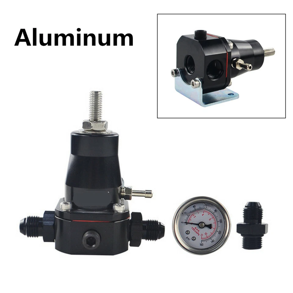 Черный автомобильный регулятор давления топлива 30-70 фунтов на квадратный дюйм + датчик + 3 фитинга AN6 + 3 комплекта шайб - Изображение 1 из 4