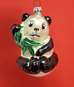 Hausdorfer ~ PANDA BEAR ~ Hand Blown Glass Ornament By Old German Christmas EUC! - Picture 1 of 13