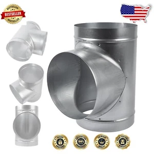 Durable Metal 3 Way Duct Connector - 8 Inch T-Joint Splitter for HVAC Systems - Picture 1 of 9
