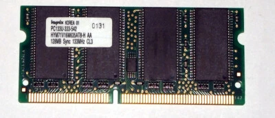 128 MB SO-DIMM 144-pin PC-133 SD-RAM  CL3  'Hynix HYM71V16M635AT8-H AA' - Image 1 of 2