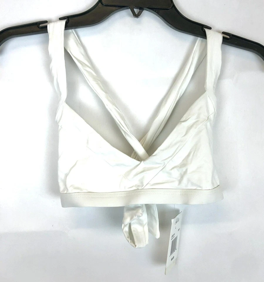 L*Space Swimwear Women's White Shelby Cross-back Bikini Swim Top Size Large