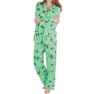 PajamaGram CO. Christmas 2PC Pajama Set Multicolor Green Size 1X - Picture 1 of 8