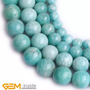 Natural Brazilian Amazonite Gemstone Round 6mm-14mm Beads Jewelry Making 15" AU - Foto 1 di 39