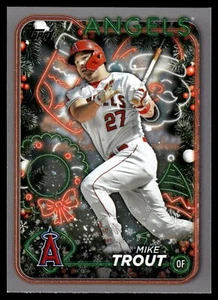 2024 Topps Holiday MIKE TROUT SILVER GLITTER #H27 - Picture 1 of 2