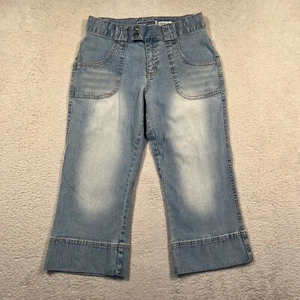 Vintage Y2K Old Navy Blue Jeans Capri Stretch Denim Girl's Size 14 2002 Wide Leg - Picture 1 of 7