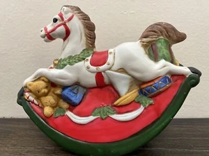 Vintage Rocking Horse Musical Toyland Bisque Porcelain Figure 8" Toyland - Picture 1 of 6