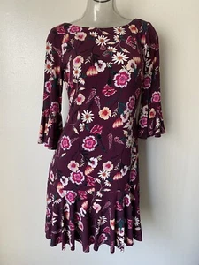 Eliza J Bell Sleeve Sheath Dress Jersey Floral Print Sz 8 NWT$118 EJ8M0228 - Picture 1 of 6
