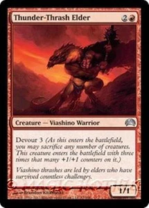 THUNDER-THRASH ELDER Planechase 2012 MTG Red Creature — Viashino Warrior Unc - Picture 1 of 1