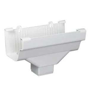 5 pulgadas Extremo de canalón estilo K de vinilo blanco con salida desplegable - Imagen 1 de 5