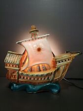 VINTAGE NAUTICAL CERAMIC SAILING SHIP BOAT GALLEON ART DECO TV LAMP 