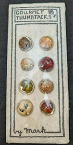 VTG 1970s GOURMET THUMB TACKS BY MARK NOS SEALED SEEDS BEANS ROUND LUCITE RESIN - Picture 1 of 4