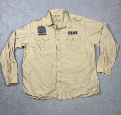 Nautica Jeans Co Shirt Mens XXL Cotton Khaki Tan Cargo Military Surplus US Navy - Image 1 of 4