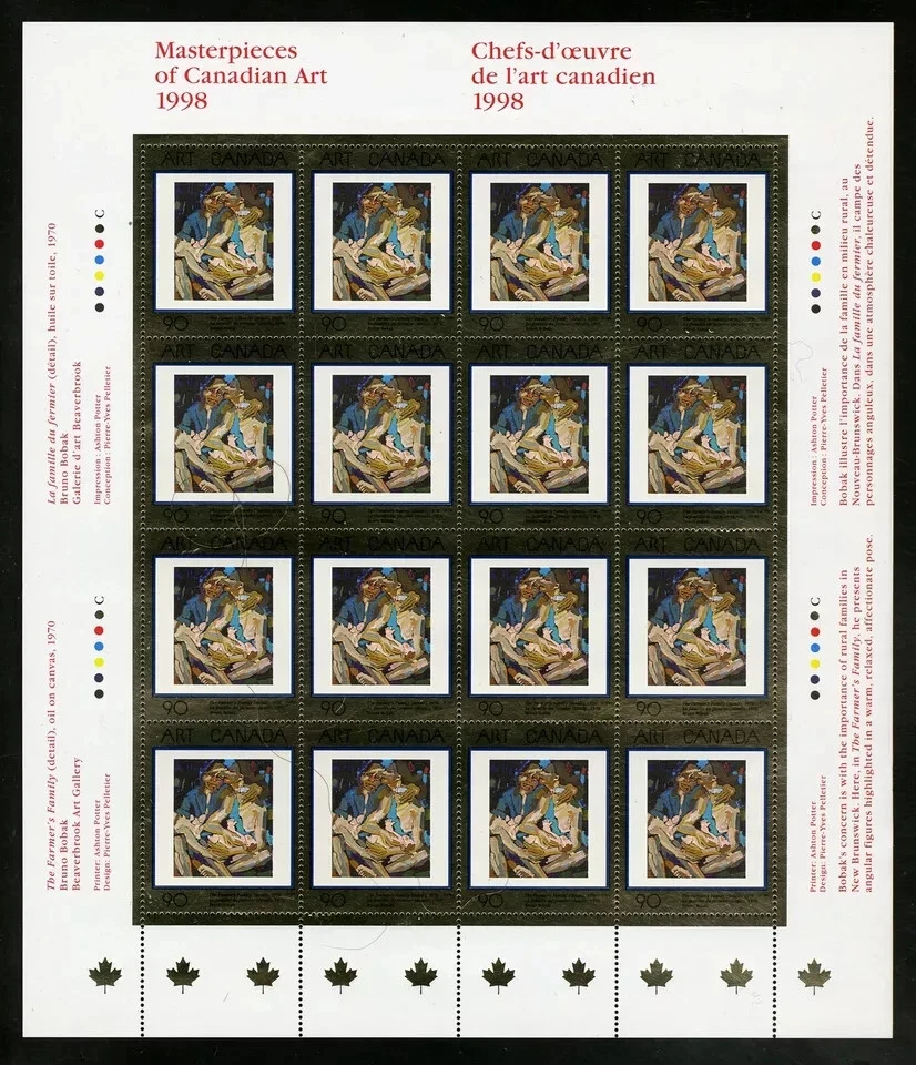 Canada - Scott 1754 - Full Pane of 16 Stamps - Masterpieces of Art - 1998 - Image 1 of 1