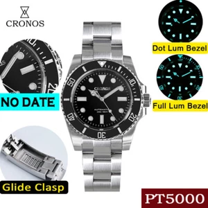 Cronos Sub Diver Men Watch No Date PT5000 Brushed Bracelet Glideclasp L6005M - Picture 1 of 14