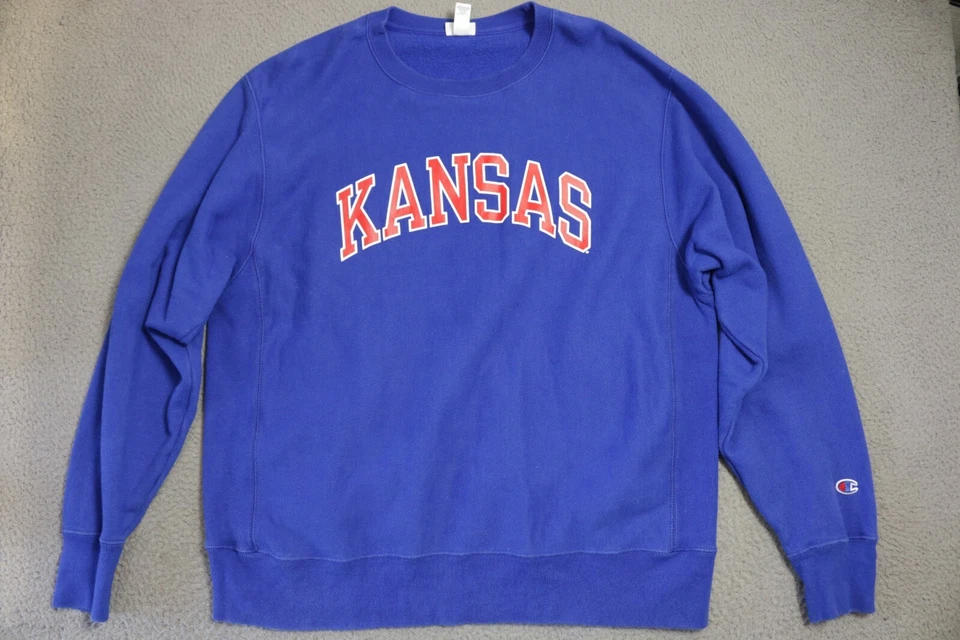 Kansas Jayhawks Champion Reverse Weave Sweater Pullover Mens Large Blue NCAA - Image 1 of 4