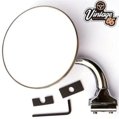 Classic Car Door Overtaking Mirror Clip On Adjustable Flat Glass Stainless Steel - Image 1 of 3