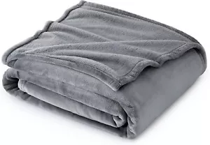 Fleece Throw Blanket for Couch Grey - Lightweight Plush Fuzzy Cozy Soft Blankets - Picture 1 of 7