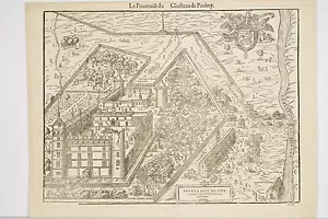 gravure ancienne XVI°Le Pourtraict du Château de PAULMY 1575, Indre et Loire - Bild 1 von 1