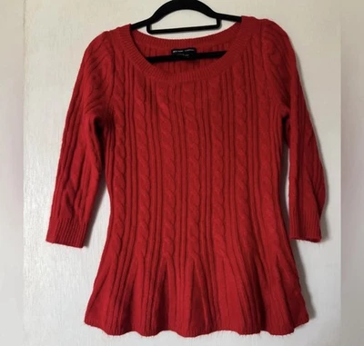 New York & Company Red Peplum Sweater Sz Small Women’s - Image 1 of 4