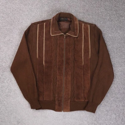 Vintage Funky Suede Knit Brown Large Cool Sweater Emporium VTG Jacket - Image 1 of 4