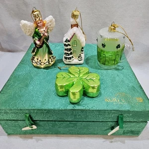 Kurt Adler Irish Christmas Blown Glass Ornaments In Box -  Set Of 4 Celtic - Picture 1 of 16