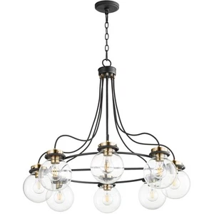 Quorum International 638-8-69 Centauri Chandelier Noir with Aged Brass - Picture 1 of 2