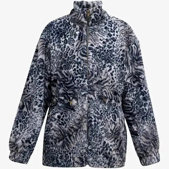 $445 JOHNNY WAS Tamanho G JAQUETA COM CORDÃO DE PELE SINTÉTICA FUMÊ LEOPARDO FORRO DE SEDA - Imagem 1 de 4