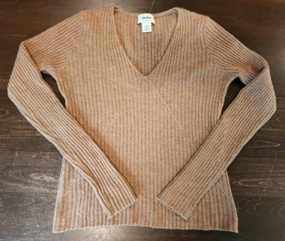 Vintage Neiman Marcus Exclusive Cashmere Brown V-Neck Sweater Women's Size L - Image 1 of 4