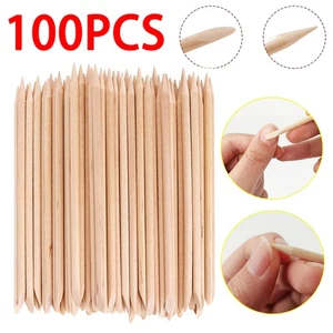 100 Stück Holz Nagelhautschieber & Entferner Set Orange Sticks für Nägel 4,5 Zoll - Bild 1 von 6