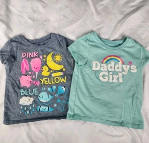 The Children's Place Girls T-Shirts 2T Rainbow Colors Graphic & Daddy's Girl Lot - Picture 1 of 6