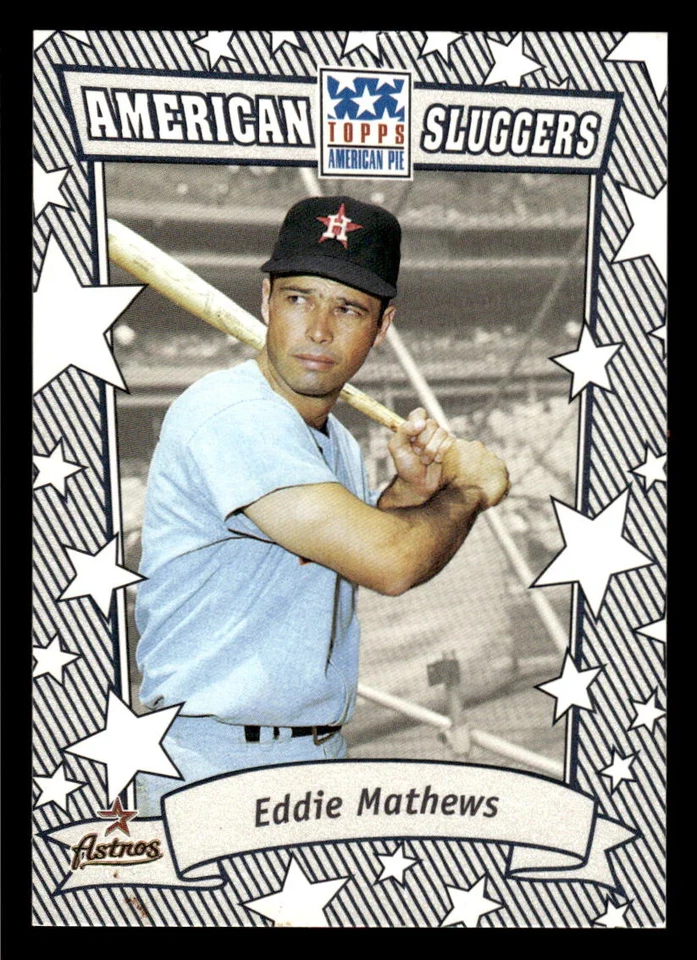 2002 TOPPS AMERICAN PIE EDDIE MATHEWS AS-EM AMERICAN SLUGGERS SILVER ASTROS - Image 1 of 2