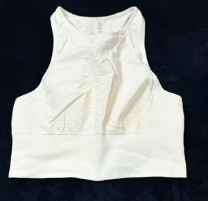 Reggiseno sportivo Lululemon donna 6 riflussi per allenarsi linea lunga bianco costine elasticizzato - Foto 1 di 5
