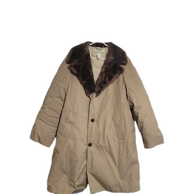 Vtg LL Bean Maine Parka Mens 44 Jacket Goose Down Vintage USA Tan Lamb Fur - Image 1 of 4