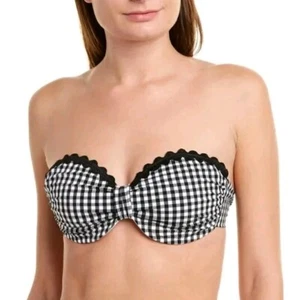 Shoshanna Scalloped Gingham Print Bikini A Top, M Bottom - Picture 1 of 11
