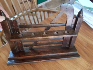Vintage Pipe Rack, Wooden Stand for 5 Pipes Five Bar Gate Design - Picture 1 of 7