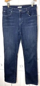 EILEEN FISHER Organic Cotton Denim Jeans Dark Wash High Rise Slim Straight Sz 8 - Picture 1 of 7
