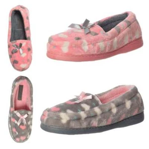 Warmer Damen-Mokassin-Pantoffel mit strapazierfähiger Sohle isoliert - grau, rosa - Bild 1 von 14