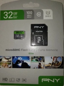 New- PNY 32GB Prime MicroSD Memory Card - Picture 1 of 3