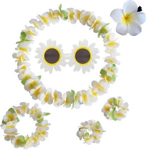 Hawaii Outfit Damen, Hawaii Kostüm Damen Mit Blumenkette, Eiblume Haarspange Und - Bild 1 von 7