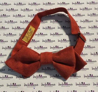 ArGail Solid Orange Suede Design Pre-Tied Adjustable Clip-On Bow Tie BRAND NEW - Image 1 of 2
