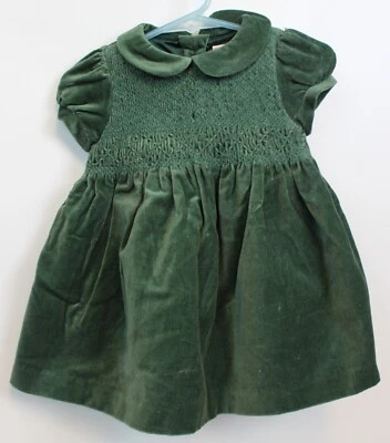 Vestido Gymboree Holiday Classics Terciopelo Calado Lazos a Juego 3-6 Meses Verde Nieve Foto 1 de 4