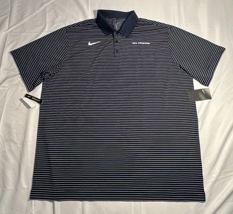 BYU Cougars Nike Dri-Fit S/S Polo Golf Shirt Blue Striped NEW Men's 3XL NWT Cover