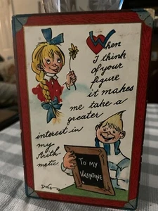 Vintage TO MY VALENTINE DILLY BOY AND GIRL WHEN I THINK OF YOU D. PERÜCKE POSTKARTE 2 - Bild 1 von 6