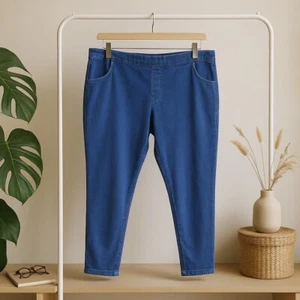 HUE Women’s Denim Yoga Leggings XXL (20) Pull-On Stretch Pants w/ Pockets NWT - Picture 1 of 14