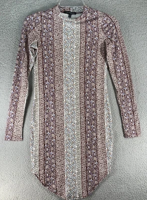 Love Cameron LA Womens Juniors Bodycon Dress SZ S  Red Floral Long Sleeve Mock - Image 1 of 4