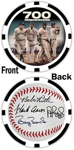 BABE RUTH, HANK AARON, Albert PUJOLS, & BARRY BONDS - POKER CHIP ***SIGNED*** - Picture 1 of 2