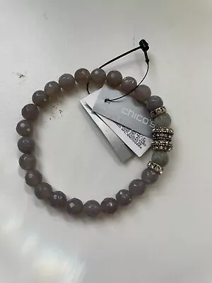 Chico's  Flourite Stretch Bracelet Beaded with Clear Crystals  New with Tags - Image 1 of 4